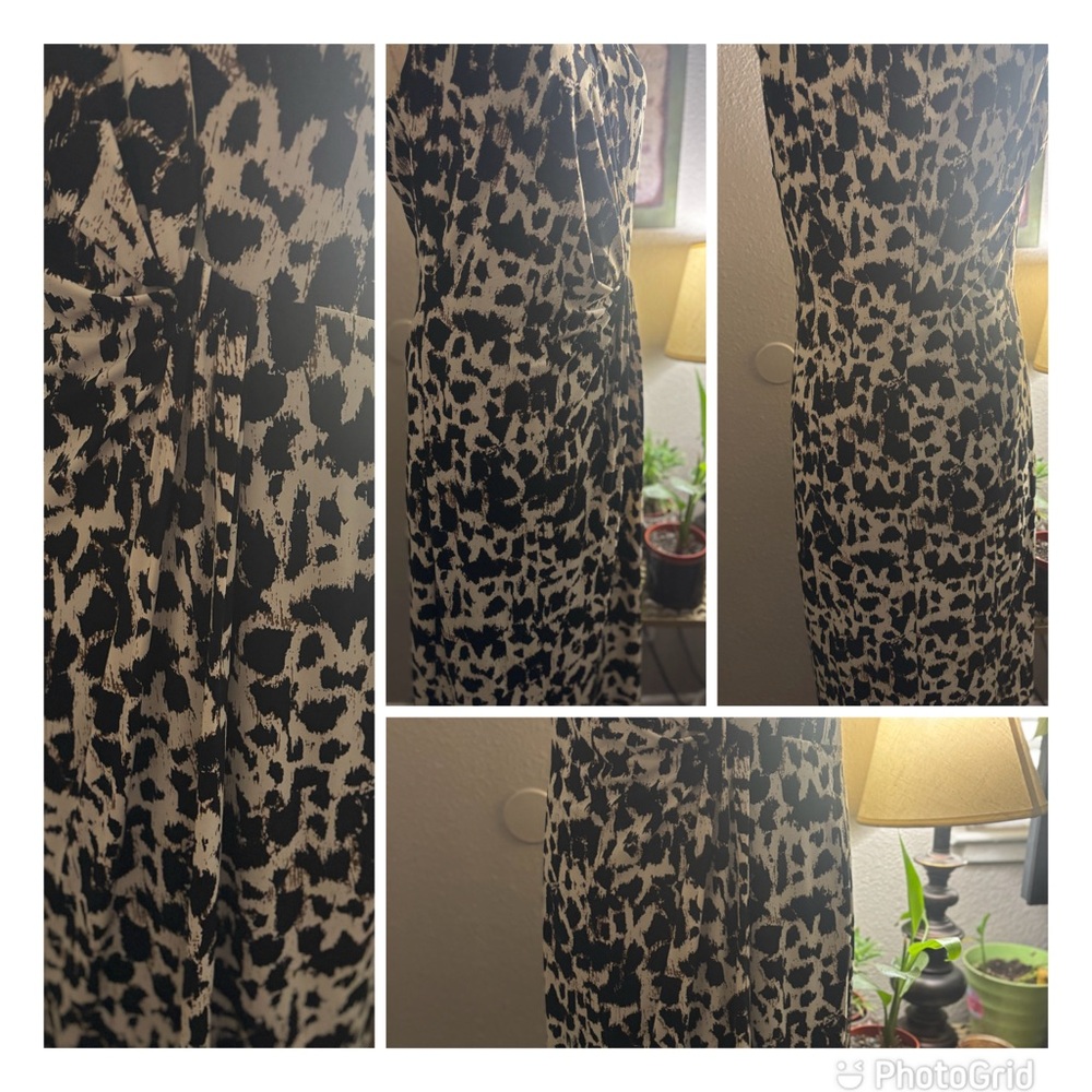 Chic Black and Tan Animal Print Dress